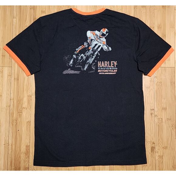 Harley-Davidson 120th Anniversary Ringer Tee Shirt Black Men's M Logo Graphic - Picture 2 of 10